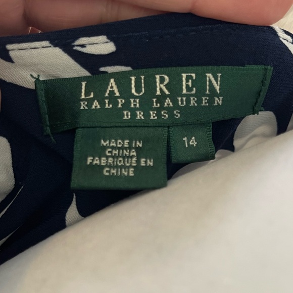 Lauren Ralph Lauren Black & White Floral V Neck Cap Sleeve Midi Dress Size 14 - Picture 5 of 5